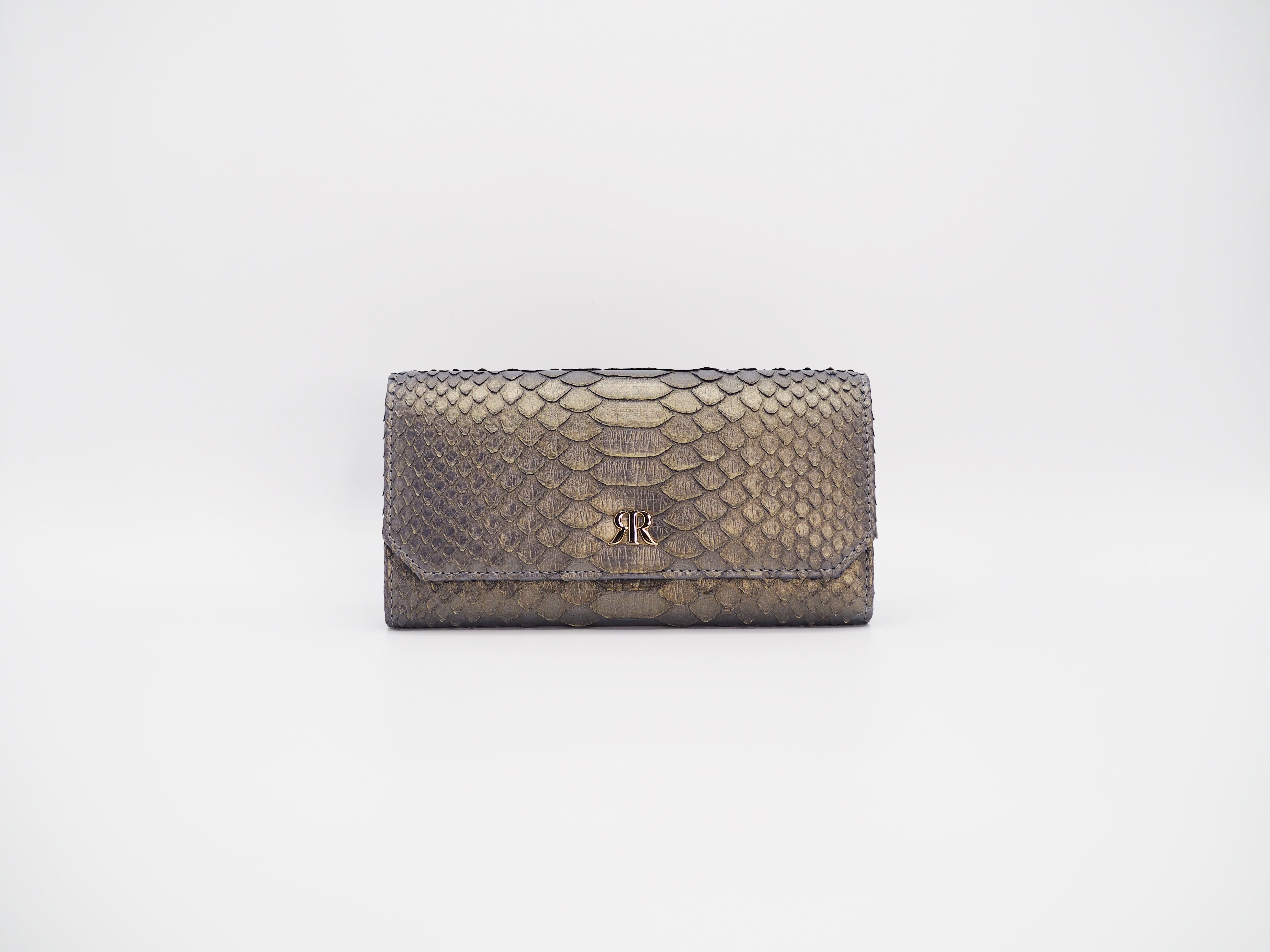 CLASSY WALLET PYTHON METALLIC GLODEN BLUE