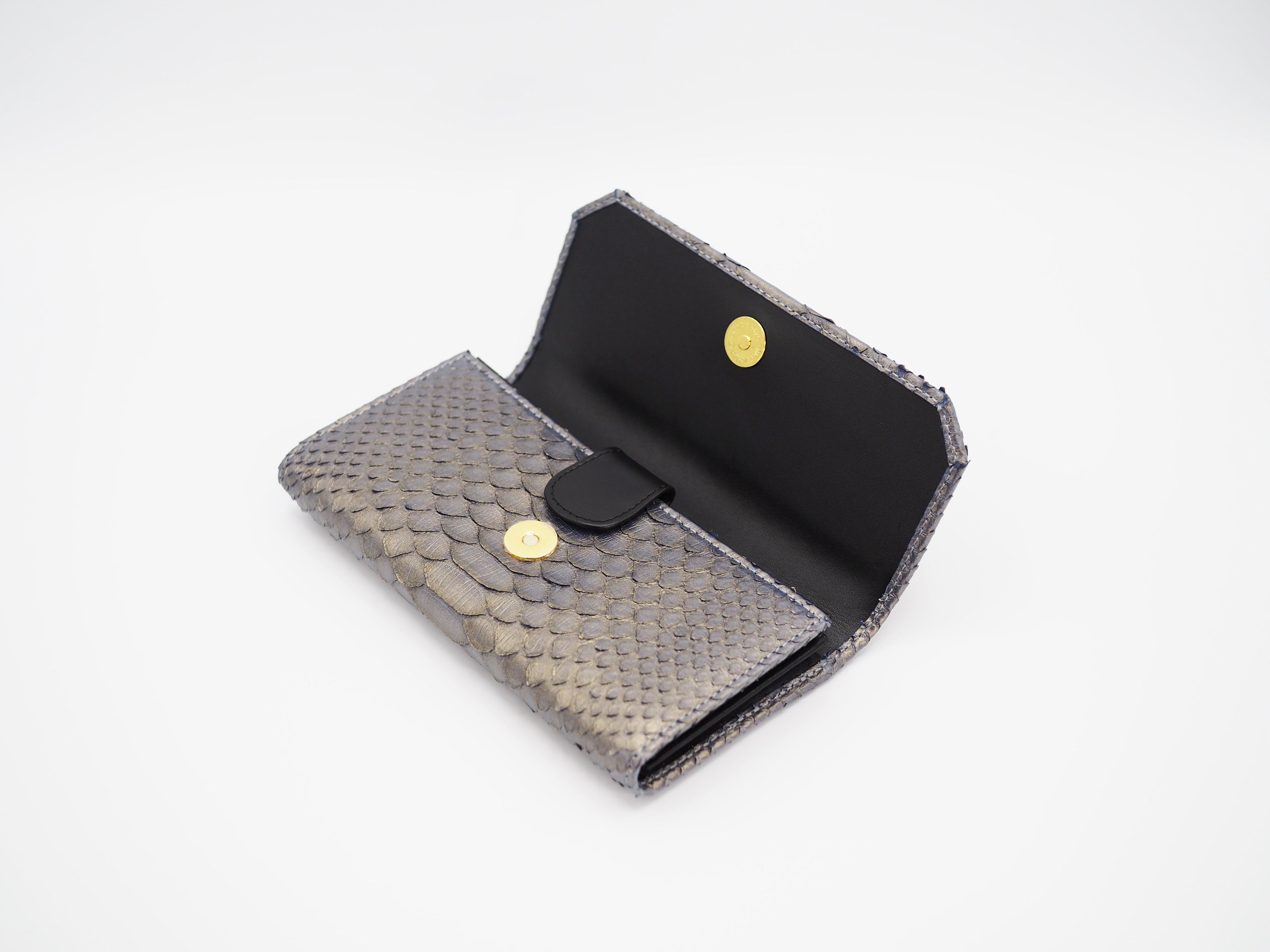 CLASSY WALLET PYTHON METALLIC GLODEN BLUE