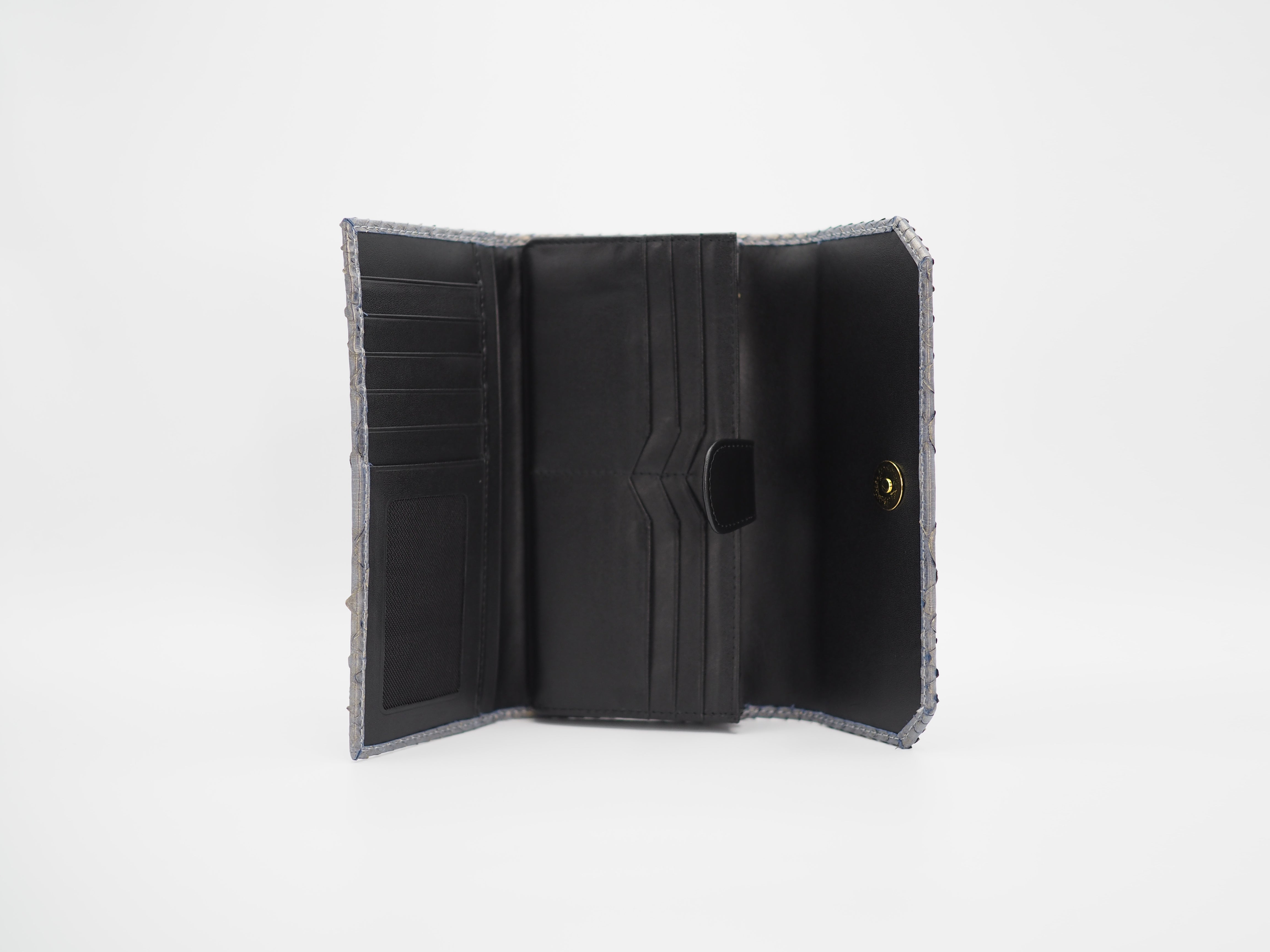 CLASSY WALLET PYTHON METALLIC GLODEN BLUE