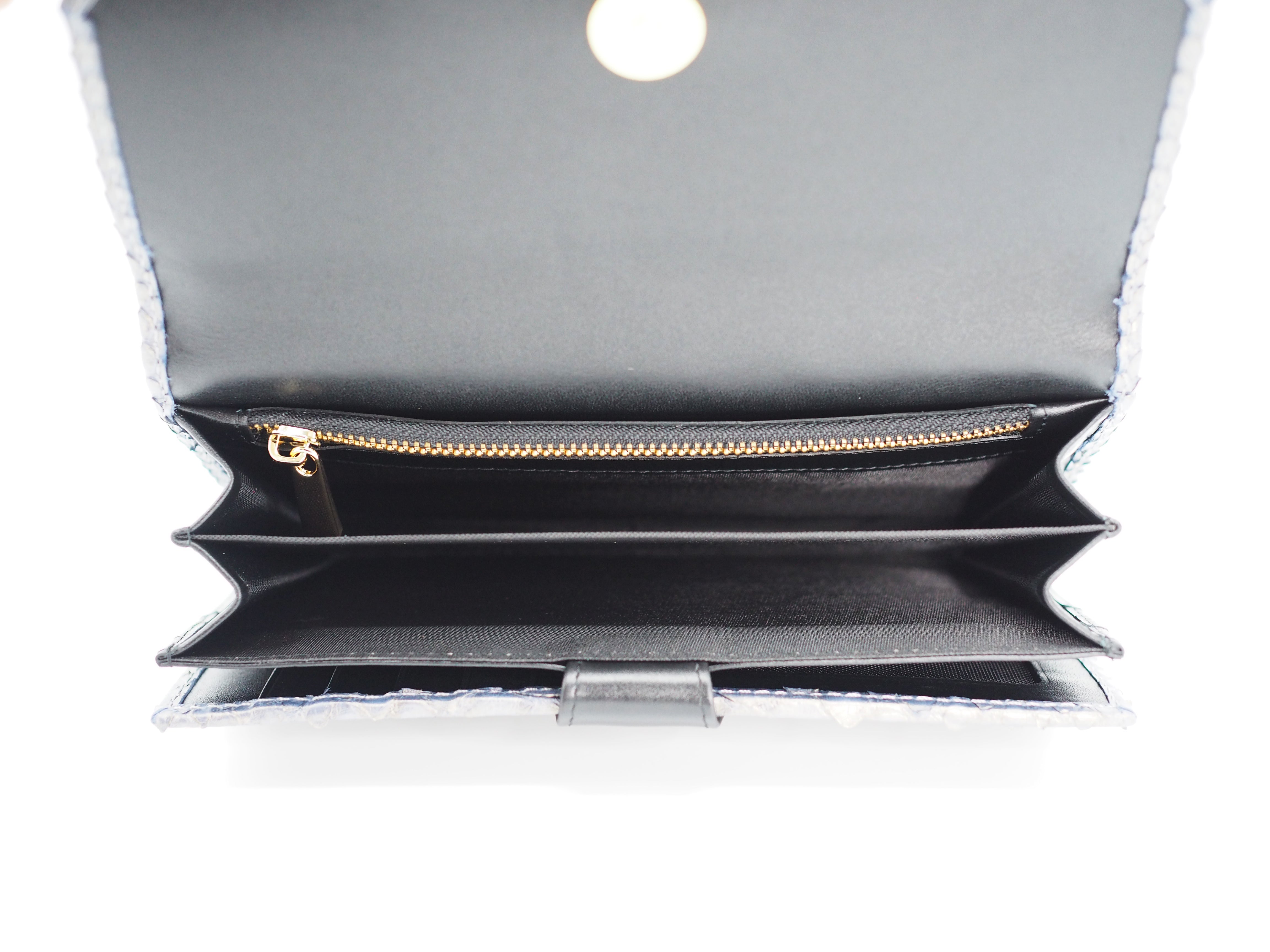 CLASSY WALLET PYTHON METALLIC GLODEN BLUE