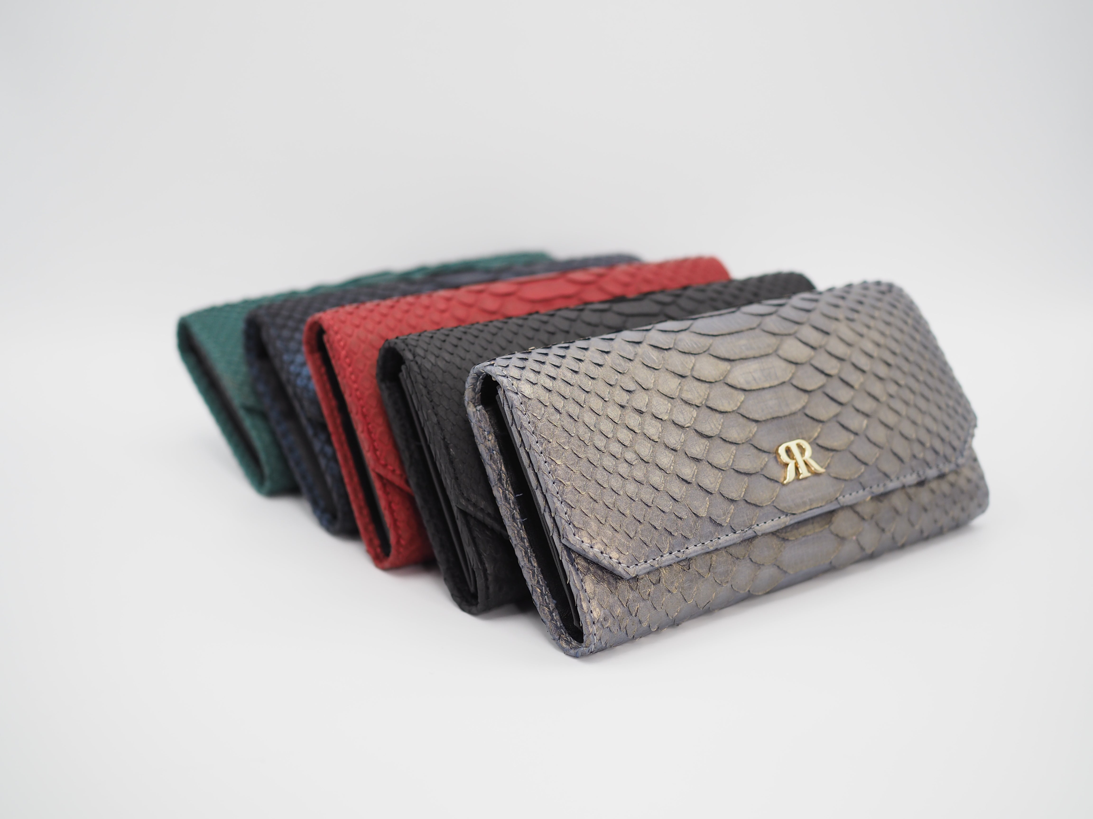 CLASSY WALLET PYTHON METALLIC GLODEN BLUE